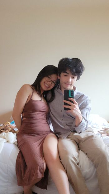 nude impitis doing couple selfie