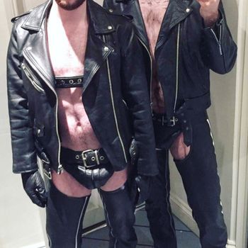 nude leather-couple recording united kingdom selfie