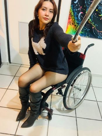 nude wheelchairkarin leaking trans selfie